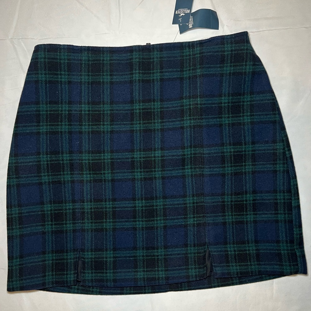 NWT Hollister Skirt Navy & Green Plaid Y2K High Rise Large